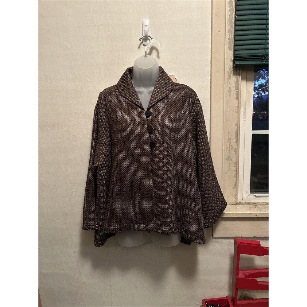 Christopher Calvin Cape Swing Coat Unlined Wool Cashmere Brown Lt Weight L (16)